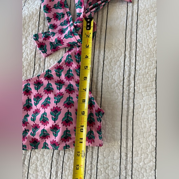 J.Crew One-shoulder bow bikini high waisted bottom Resort Pink Bright floral M - Picture 12 of 14
